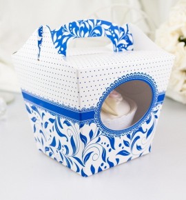 Svatební krabička na cupcake - KC1002 modrá